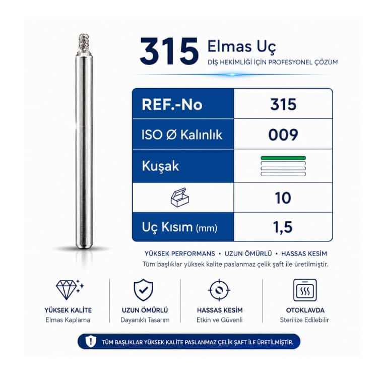 315 Elmas Frez ISO 009 Dental Elmas Uç - 10 adet ürün görseli
