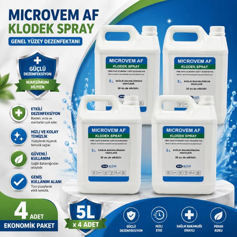 Altun Microvem Af Klodek Spray Tıbbi Cihaz Yüzey Dezenfektanı (5 litre x 4 adet) ürün görseli