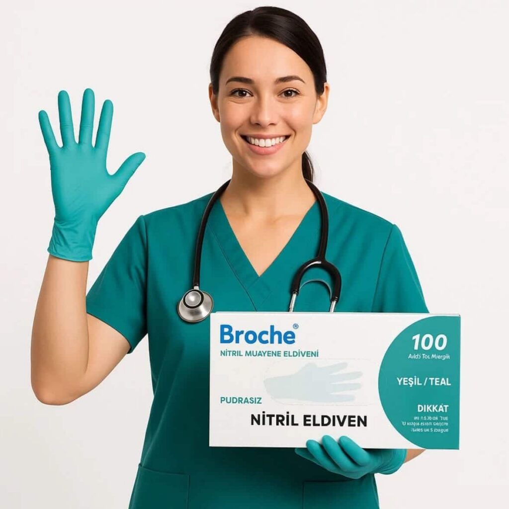 Broche Yeşil Nitril Eldiven XS 100 adet ürün görseli
