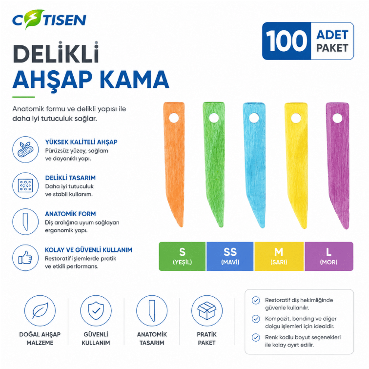 Cotisen Delikli Ahşap Kama (100 Adet) ürün görseli