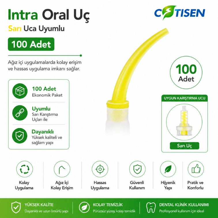 Cotisen Intra Oral Uç - Sarı Uca Uyumlu (100 Adet) ürün görseli