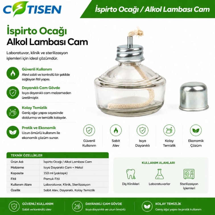Cotisen İspirto Ocağı (Alkol Lambası Cam) ürün görseli