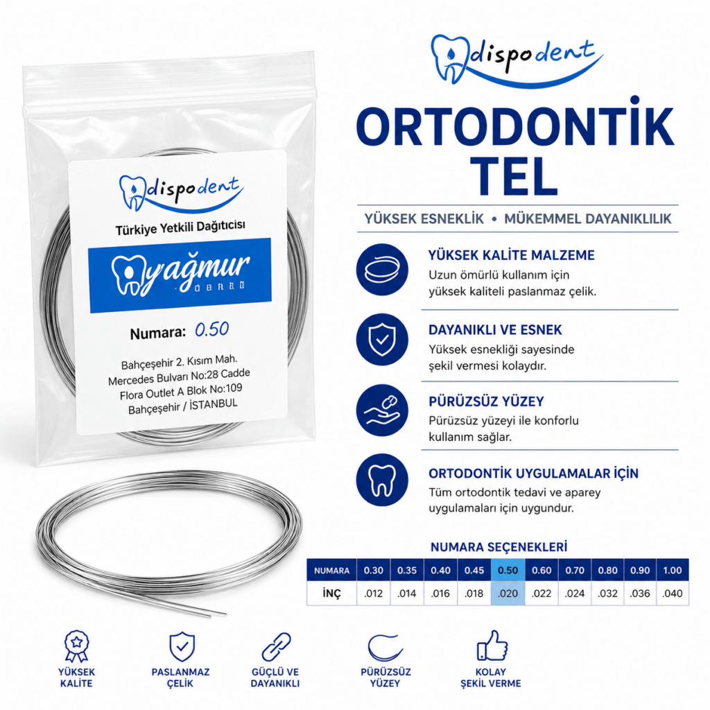 Dispodent Dental Paslanmaz Kroşe Çelik Ortodontik Tel ( 100 cm ) ürün görseli