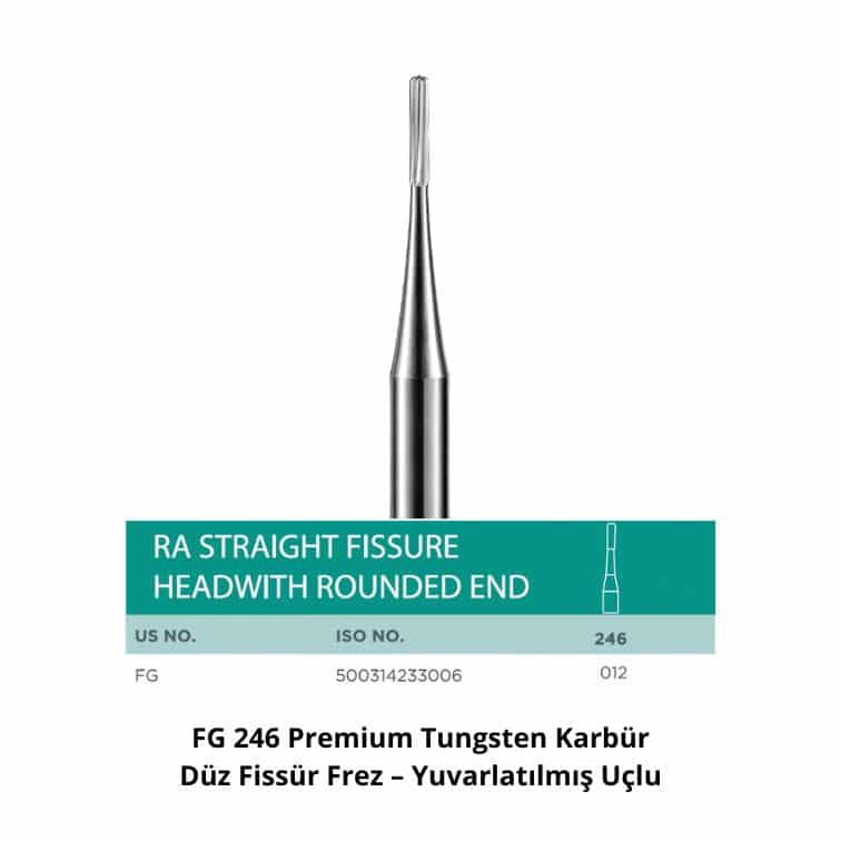 FG 246 Premium Tungsten Karbür Düz Fissür Frez – Yuvarlatılmış Uçlu ürün görseli