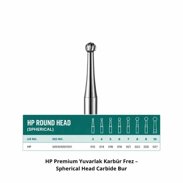 HP Premium Yuvarlak Karbür Frez – Spherical Head Carbide Bur ürün görseli