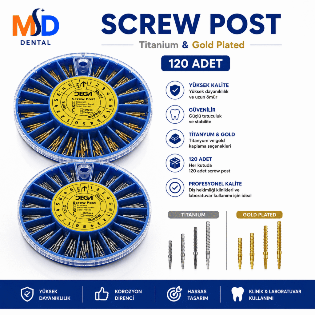 Dega Screw Post Titanium & Gold Plated 120 Adet ürün görseli