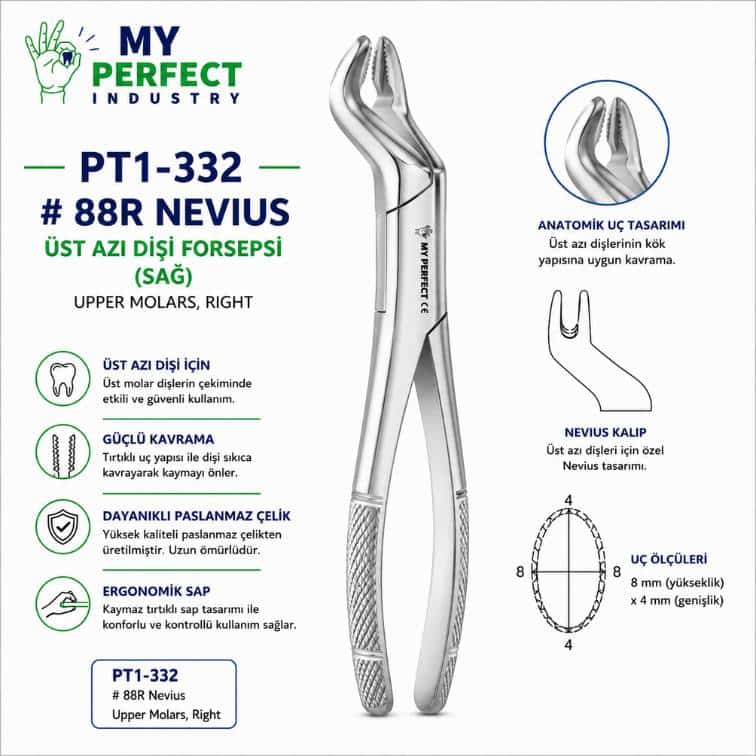 My Perfect Industry PT1-332 #88R Nevius Üst Azı Dişi Forsepsi (Sağ) ürün görseli
