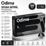 Odima Siyah Nitril Muayene Eldiveni – 100’lük Paket ürün görseli