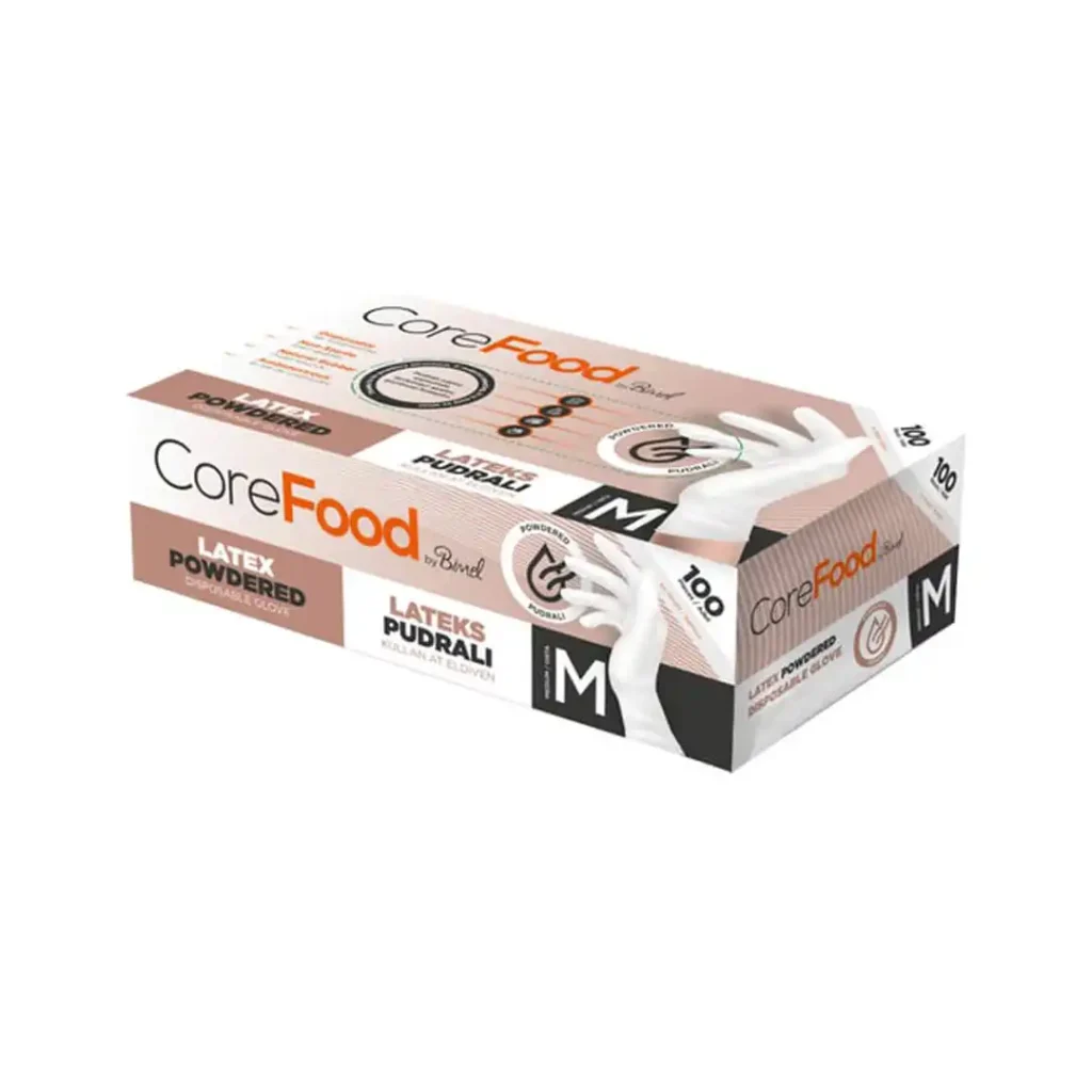 Corefood Pudralı Lateks Eldiven Beyaz 100'lü ürün görseli