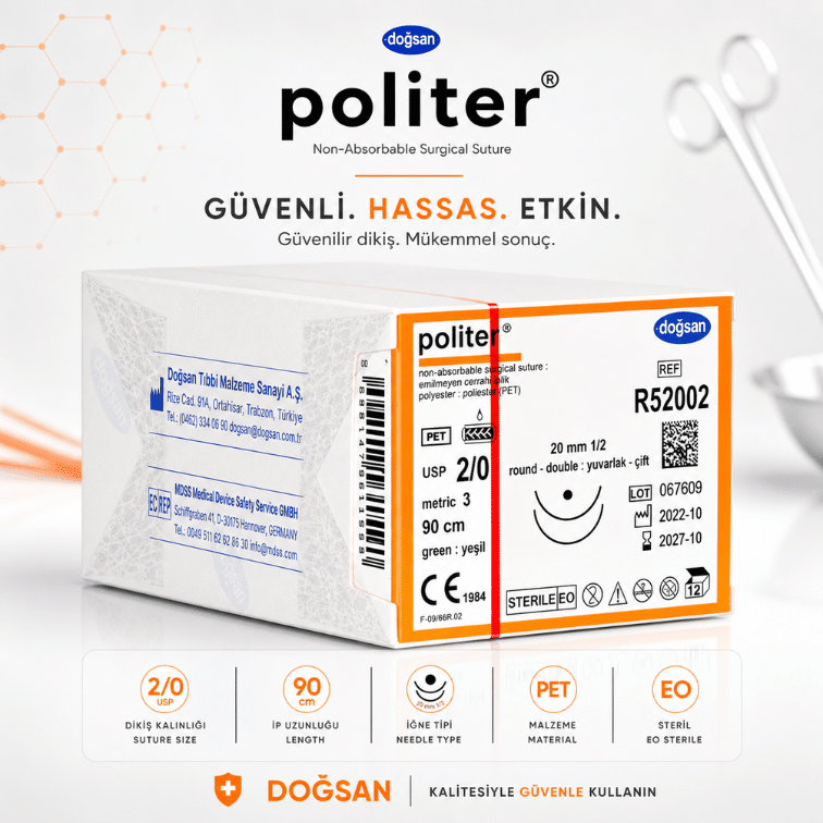 DOĞSAN Politer® Polyester Non-Absorbable Cerrahi Sütür REF: R52002 ürün görseli