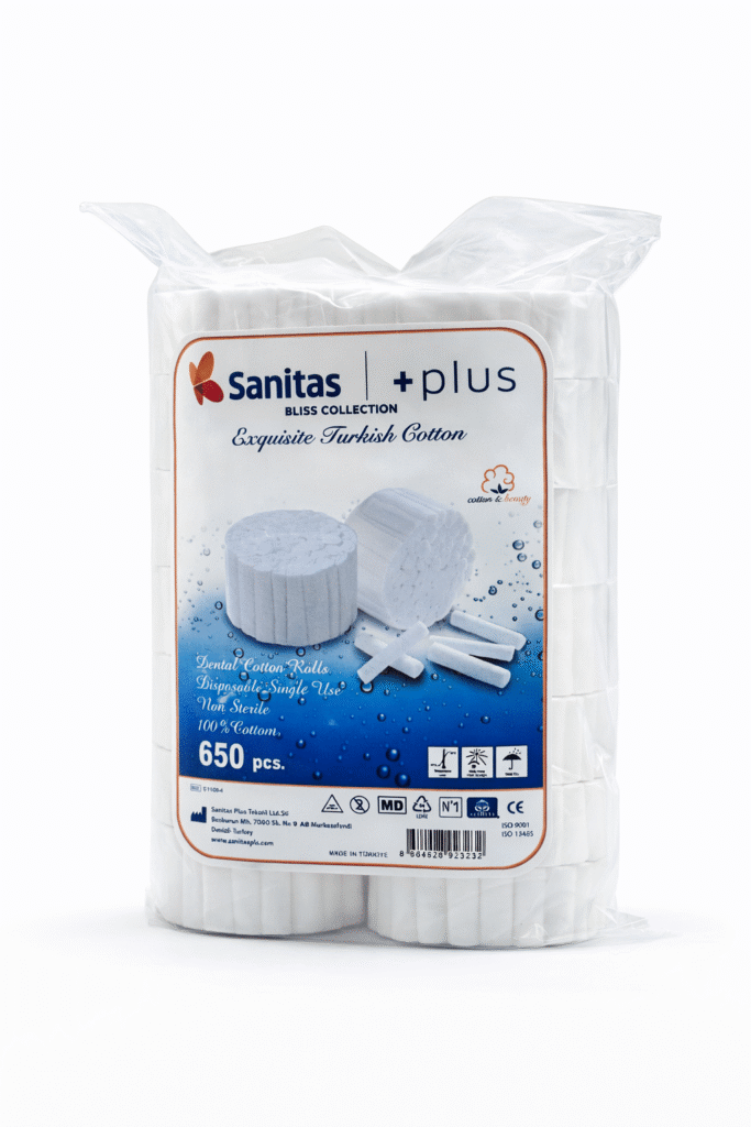 Sanitas Plus Dental Rulo Pamuk Dental 2 Numara kalın 500 adet ürün görseli