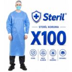 Steril Mavi Cerrahi Önlük – Sıvı Geçirmez SMS Kumaş (100 Adet) ürün görseli