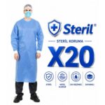 Steril Mavi Cerrahi Önlük – Sıvı Geçirmez SMS Kumaş (20 Adet) ürün görseli