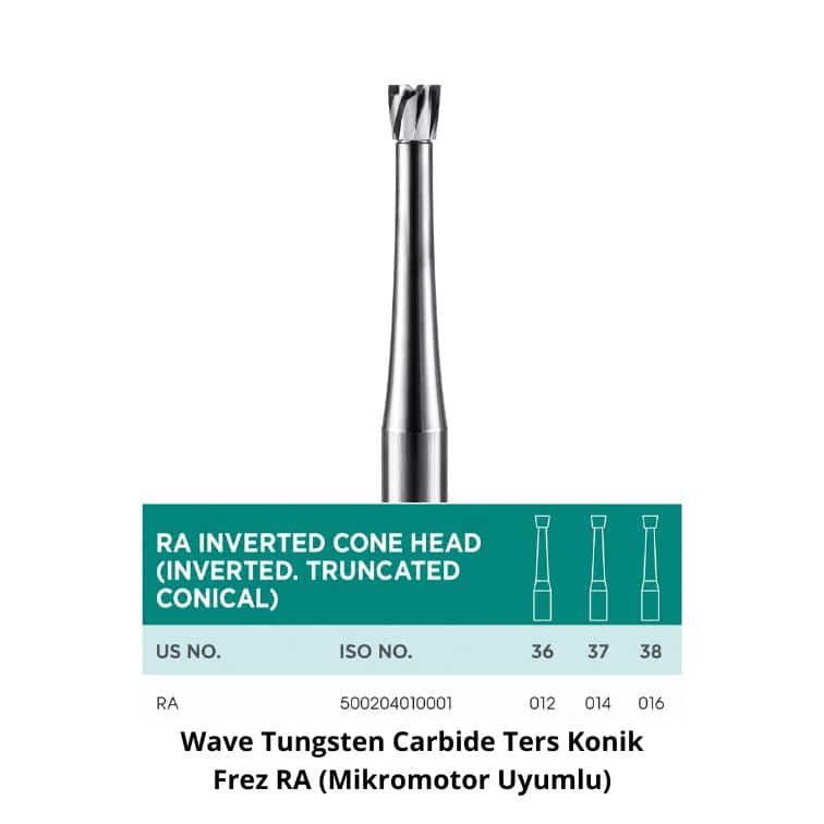Wave Tungsten Carbide Ters Konik Frez RA (Mikromotor Uyumlu) ürün görseli