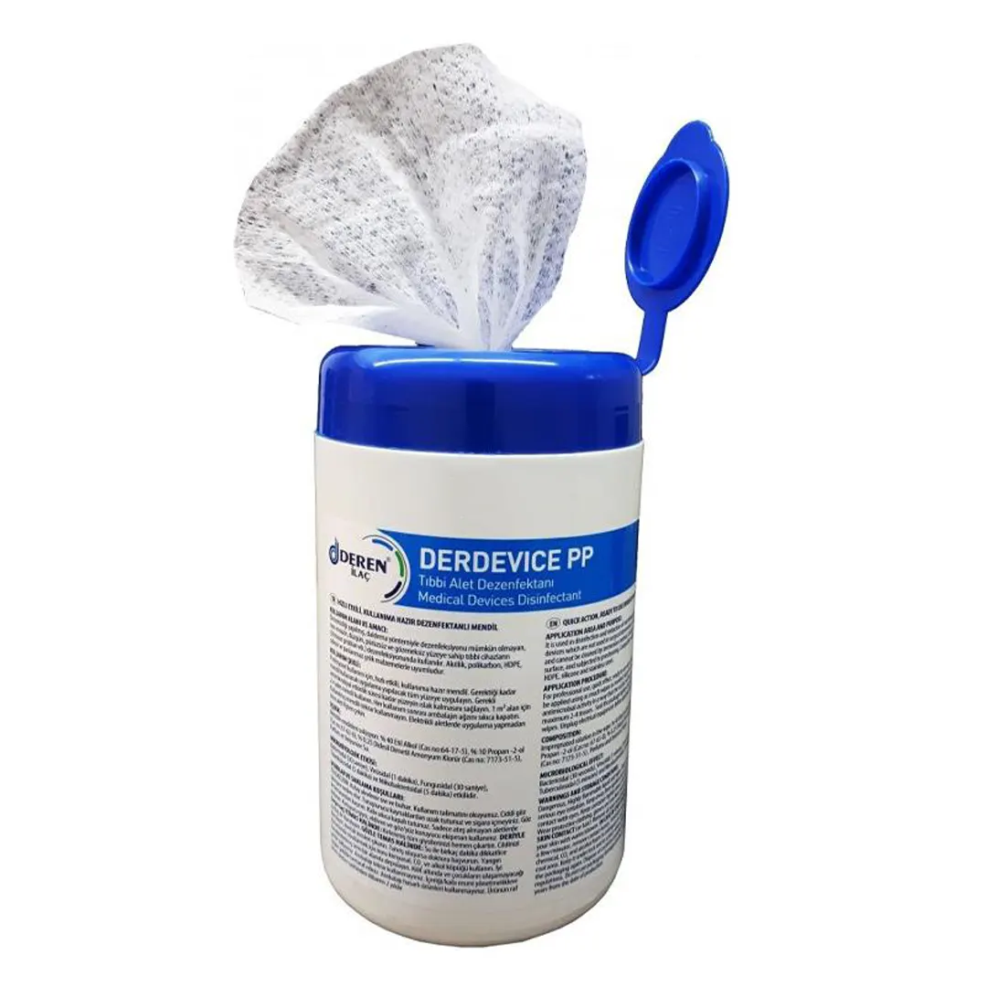 dezenfektan-mendeli.webp ECOLAB DERDEVICE PP Dezenfektan Mendil 100 lük ürün görseli