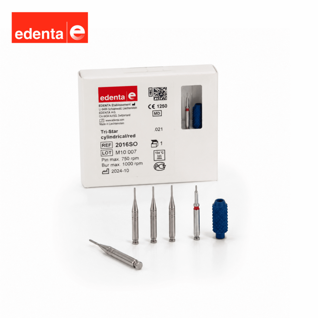Edenta Tri-Star Kırmızı Dentin Pini 0.6 mm ürün görseli