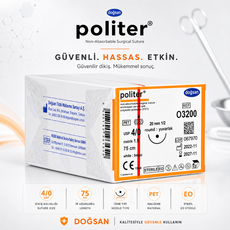 DOĞSAN Politer® Polyester Non-Absorbable Cerrahi Sütür | REF: O3200 ürün görseli
