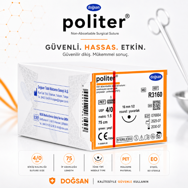DOĞSAN Politer® Polyester Non-Absorbable Cerrahi Sütür REF: R3160 ürün görseli