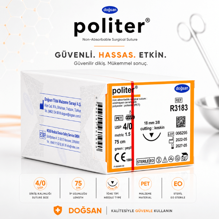 DOĞSAN Politer® Polyester Non-Absorbable Cerrahi Sütür REF: R3183 ürün görseli