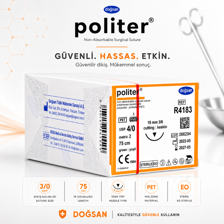 DOĞSAN Politer® Polyester Non-Absorbable Cerrahi Sütür REF: R4183 ürün görseli