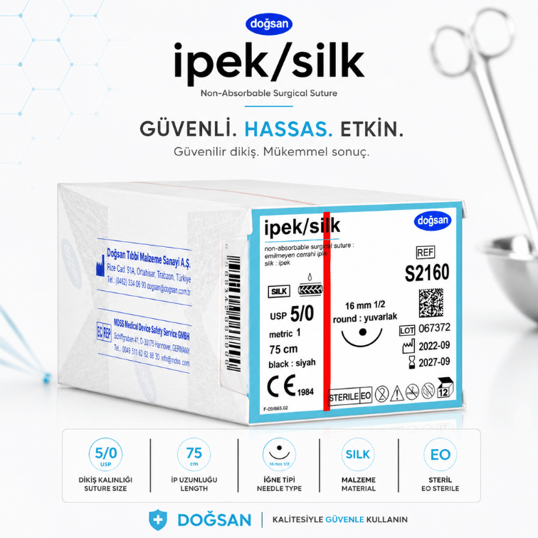 DOĞSAN İpek/Silk Non-Absorbable Cerrahi Sütür REF: S2160 ürün görseli
