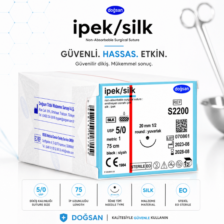 DOĞSAN İpek/Silk Non-Absorbable Cerrahi Sütür REF: S2200 ürün görseli