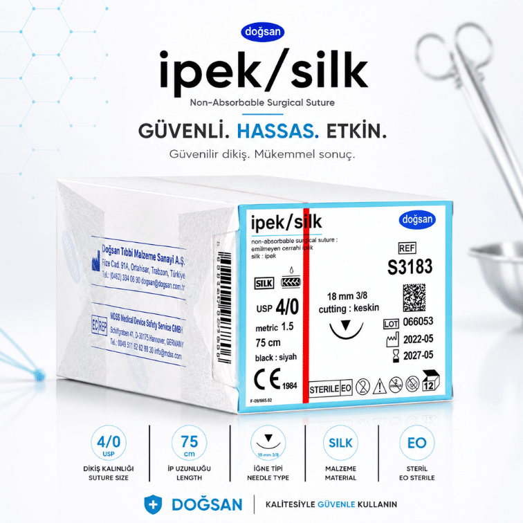 DOĞSAN İpek/Silk Non-Absorbable Cerrahi Sütür REF: S3183 ürün görseli