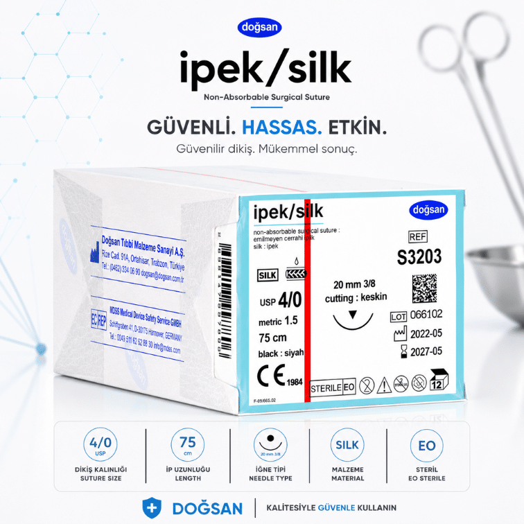 DOĞSAN İpek/Silk Non-Absorbable Cerrahi Sütür REF: S3203 ürün görseli
