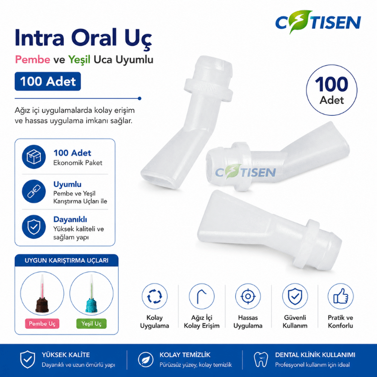 Cotisen Intra Oral Uç – Pembe ve Yeşil Uca Uyumlu (100 Adet) ürün görseli