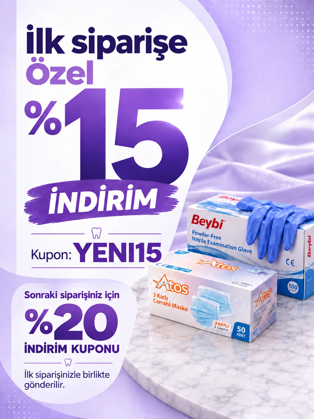 İlk siparişe özel %15 indirim, kupon YENI15. İlk siparişinizle gönderilen %20 indirim kuponu sonraki siparişinizde kullanılır.